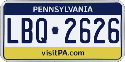 PA license plate LBQ2626