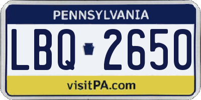 PA license plate LBQ2650