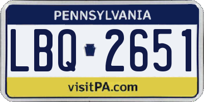 PA license plate LBQ2651