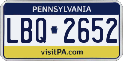 PA license plate LBQ2652