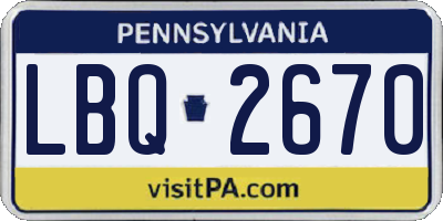 PA license plate LBQ2670