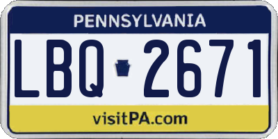 PA license plate LBQ2671