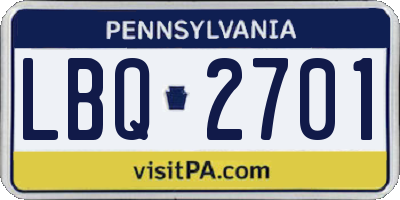 PA license plate LBQ2701