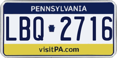 PA license plate LBQ2716