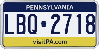 PA license plate LBQ2718
