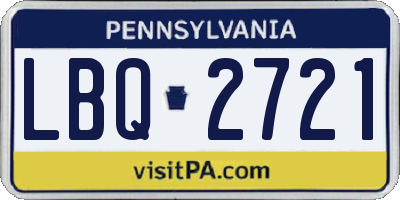 PA license plate LBQ2721