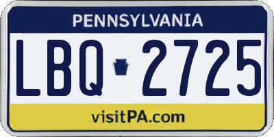 PA license plate LBQ2725