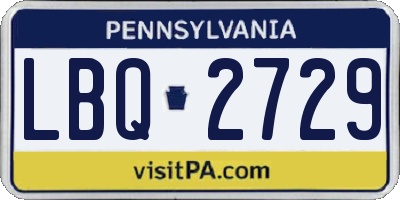 PA license plate LBQ2729