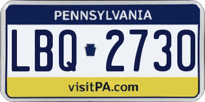 PA license plate LBQ2730
