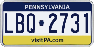 PA license plate LBQ2731