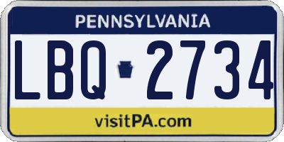 PA license plate LBQ2734