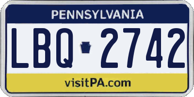 PA license plate LBQ2742