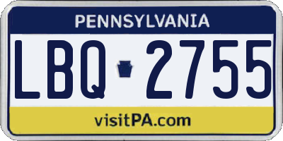 PA license plate LBQ2755