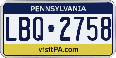 PA license plate LBQ2758