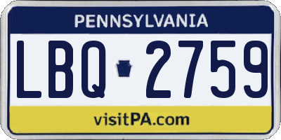 PA license plate LBQ2759