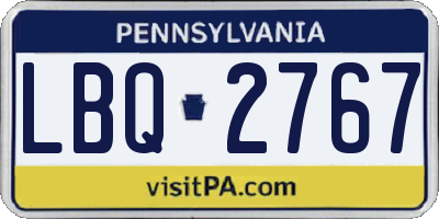 PA license plate LBQ2767