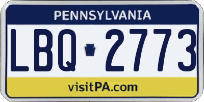PA license plate LBQ2773