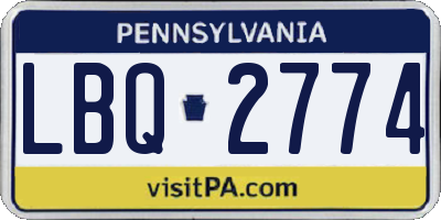 PA license plate LBQ2774
