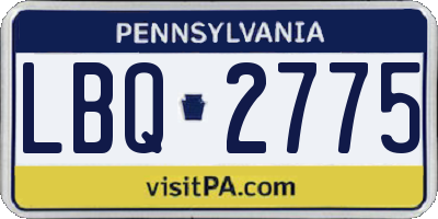 PA license plate LBQ2775