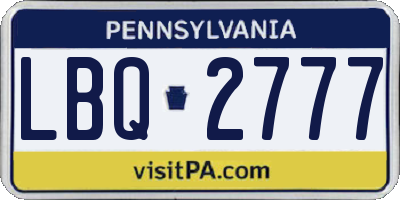 PA license plate LBQ2777