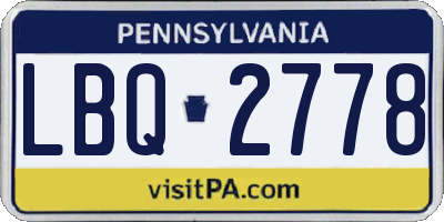 PA license plate LBQ2778