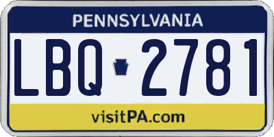 PA license plate LBQ2781