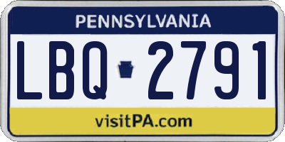 PA license plate LBQ2791
