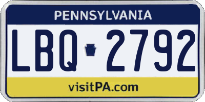 PA license plate LBQ2792