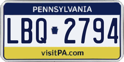 PA license plate LBQ2794
