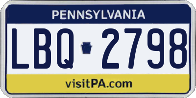 PA license plate LBQ2798