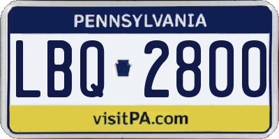 PA license plate LBQ2800