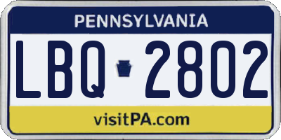 PA license plate LBQ2802