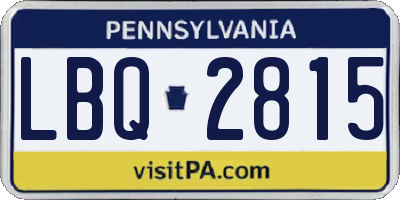 PA license plate LBQ2815