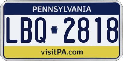 PA license plate LBQ2818