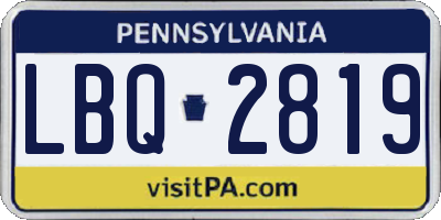PA license plate LBQ2819
