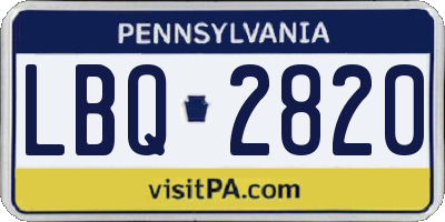 PA license plate LBQ2820
