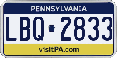 PA license plate LBQ2833