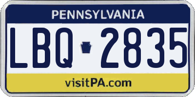 PA license plate LBQ2835