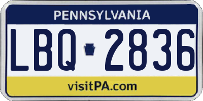 PA license plate LBQ2836