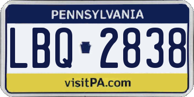 PA license plate LBQ2838