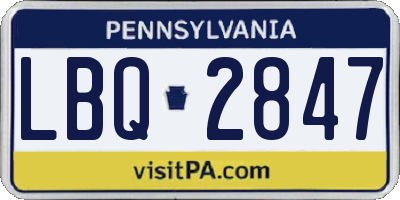 PA license plate LBQ2847