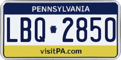 PA license plate LBQ2850