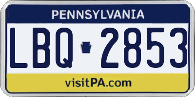 PA license plate LBQ2853
