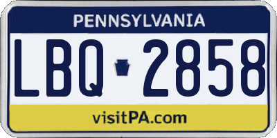 PA license plate LBQ2858