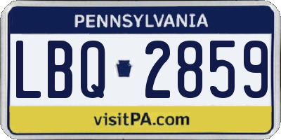 PA license plate LBQ2859