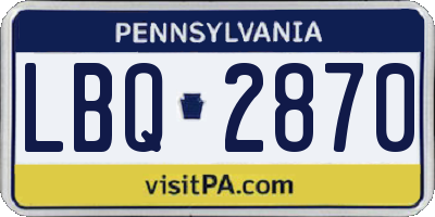 PA license plate LBQ2870