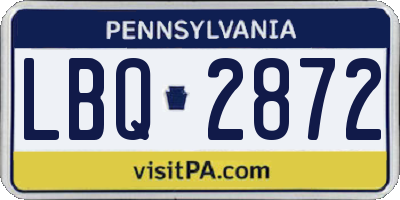 PA license plate LBQ2872