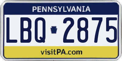 PA license plate LBQ2875