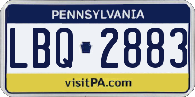 PA license plate LBQ2883
