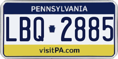 PA license plate LBQ2885